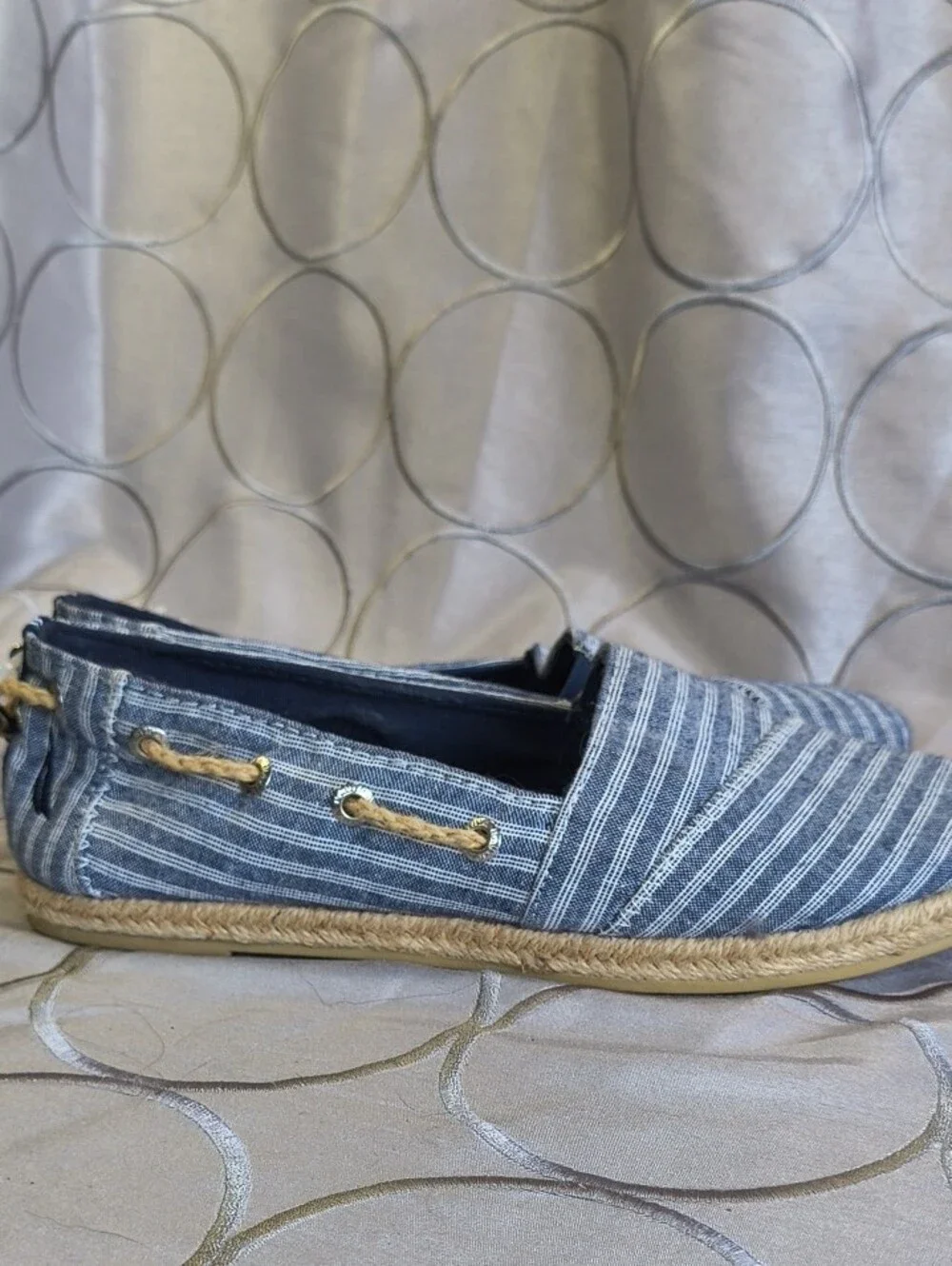 Nautica Blue and White Striped Slip-On Espadrille AB